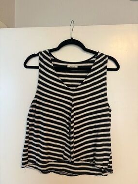 Madewell Striped Black and White Sleeveless V-Neck Tank Top